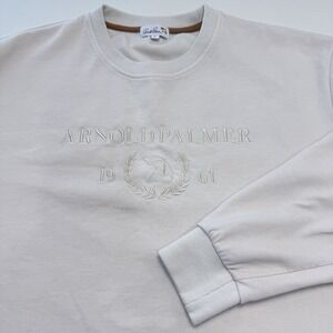 Arnold Palmer Embroidered Pullover Crewneck Sweatshirt Mens M Beige Side Zip